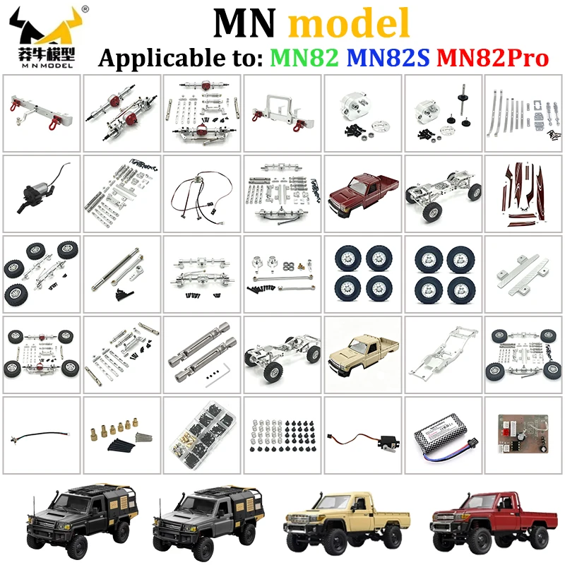 MN82 MN82S MN82PRO 1/12 4WD RC Car Spare Parts Metal Upgrade Drive Shaft Shock Absorber Gear Box Teeth Anti-collision Bar Tire