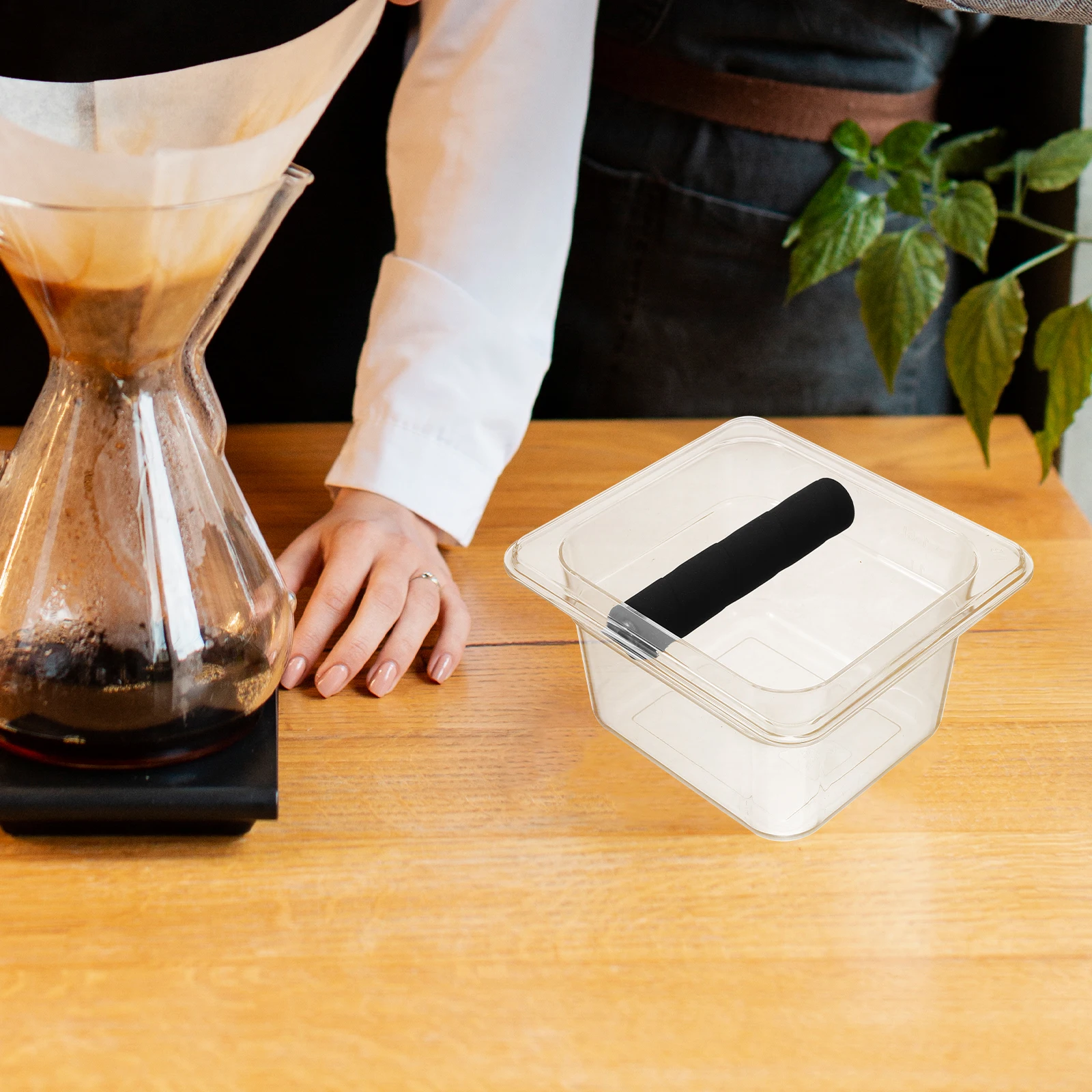 

Espresso Coffee Acrylic Grind Holder Grounds Bin Large Capacity Kitchen Office Storage Solution Practical Design