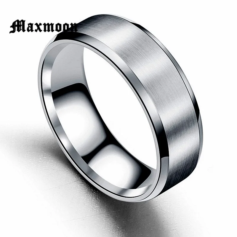 Maxmoon Metal Stainless Steel Wide Rings Sports Male Simple Men Silver Color Jewelry Ring glod Summer Wholesale Business Boy