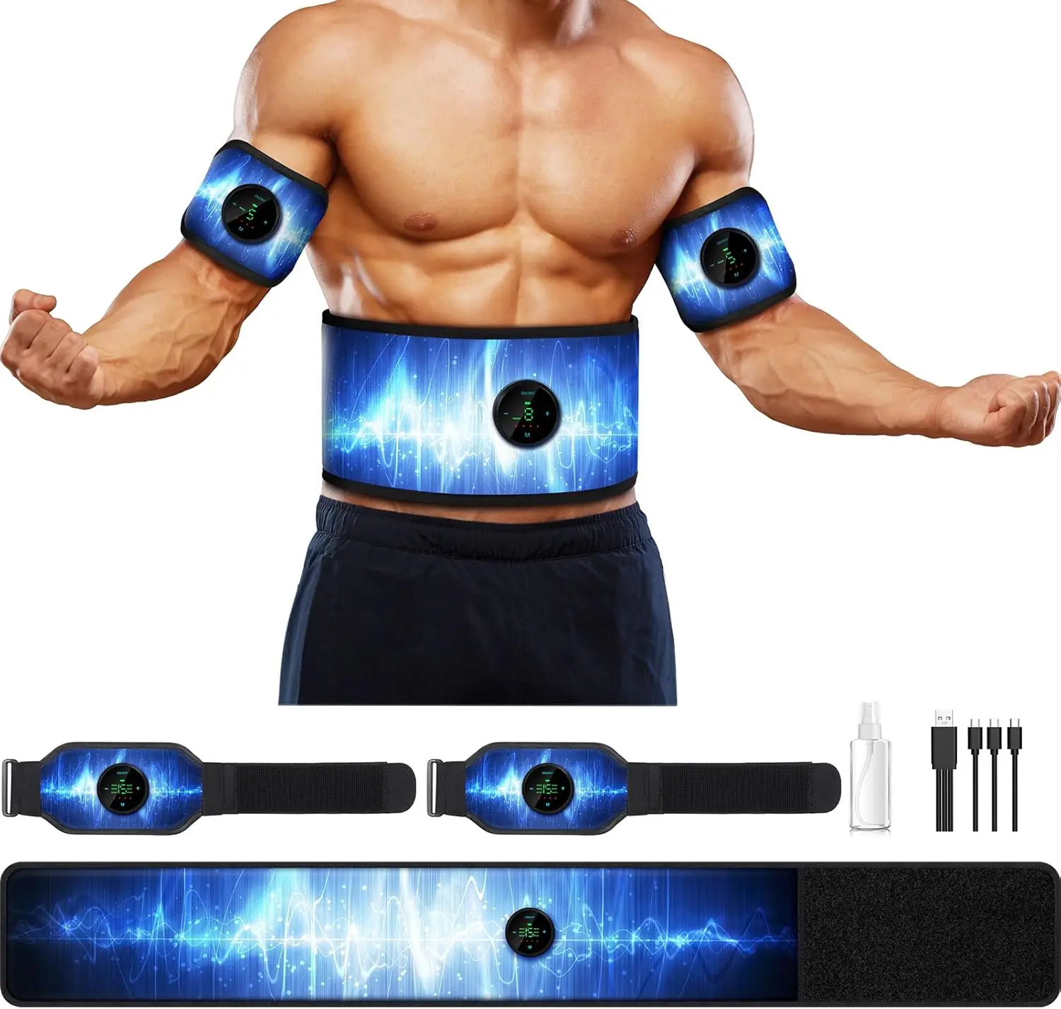 ABS Stimulator, Muscle Machine Workout Equipment, Ab Toning Belt Muscle Toner Fitness Training for Abdomen/Arm/Leg, Ab Trainer f