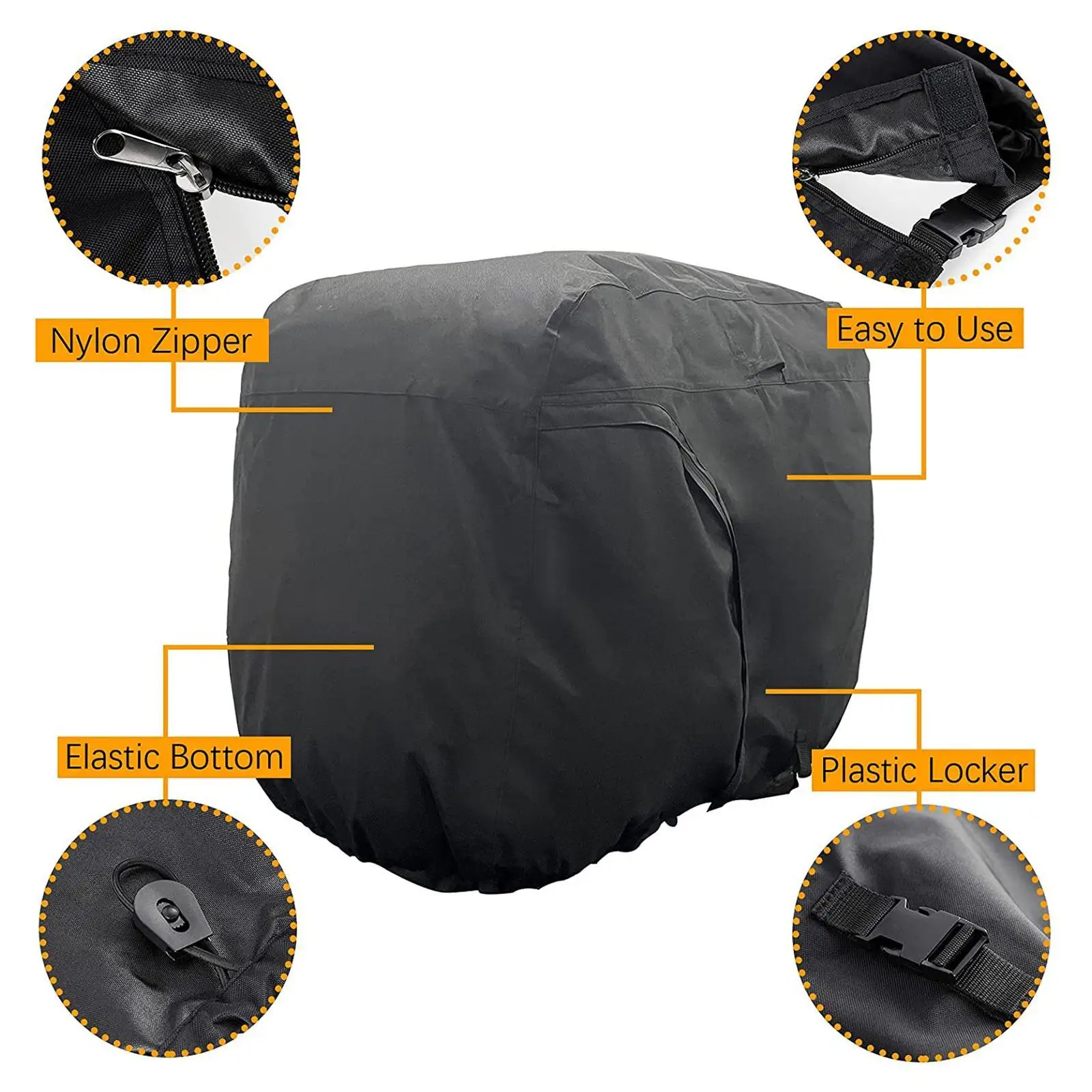 Golf Cart Cover Waterproof Zipper Buggy Sun Protector Rain Cover Black