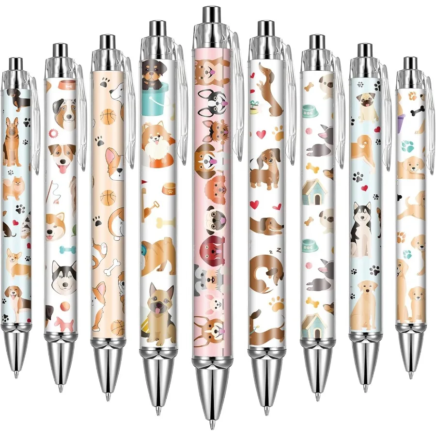

Шариковые ручки для собак, подарки для школы, офиса, выдвижные принадлежности, 24 шт., милые подарки, черные чернила, гладкая тонкая ручка для письма, цвет