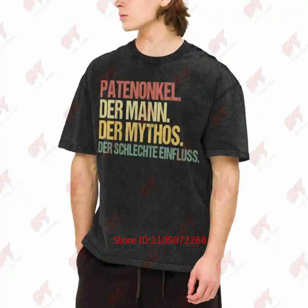 Uncle Family Godfather Bad Influence Baptism Vintage Washed Tee Pure Cotton T-Shirt
