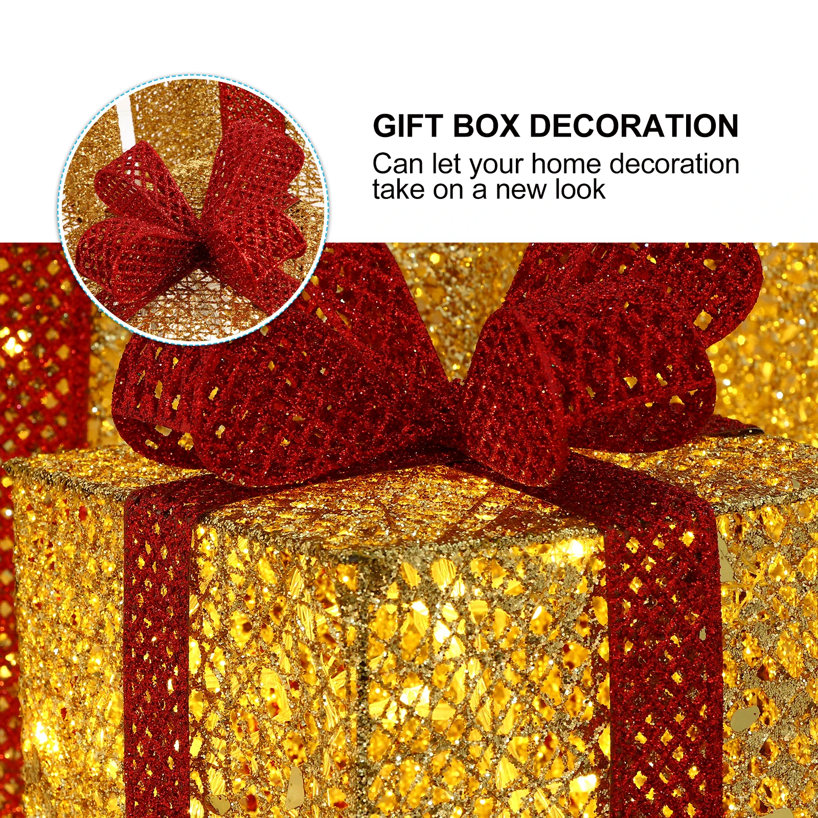 

3 Pcs Christmas Boxes Luminous LED Decorative naments Festive Supplies Reusable Eco Friendly Safe Unique Xmas
