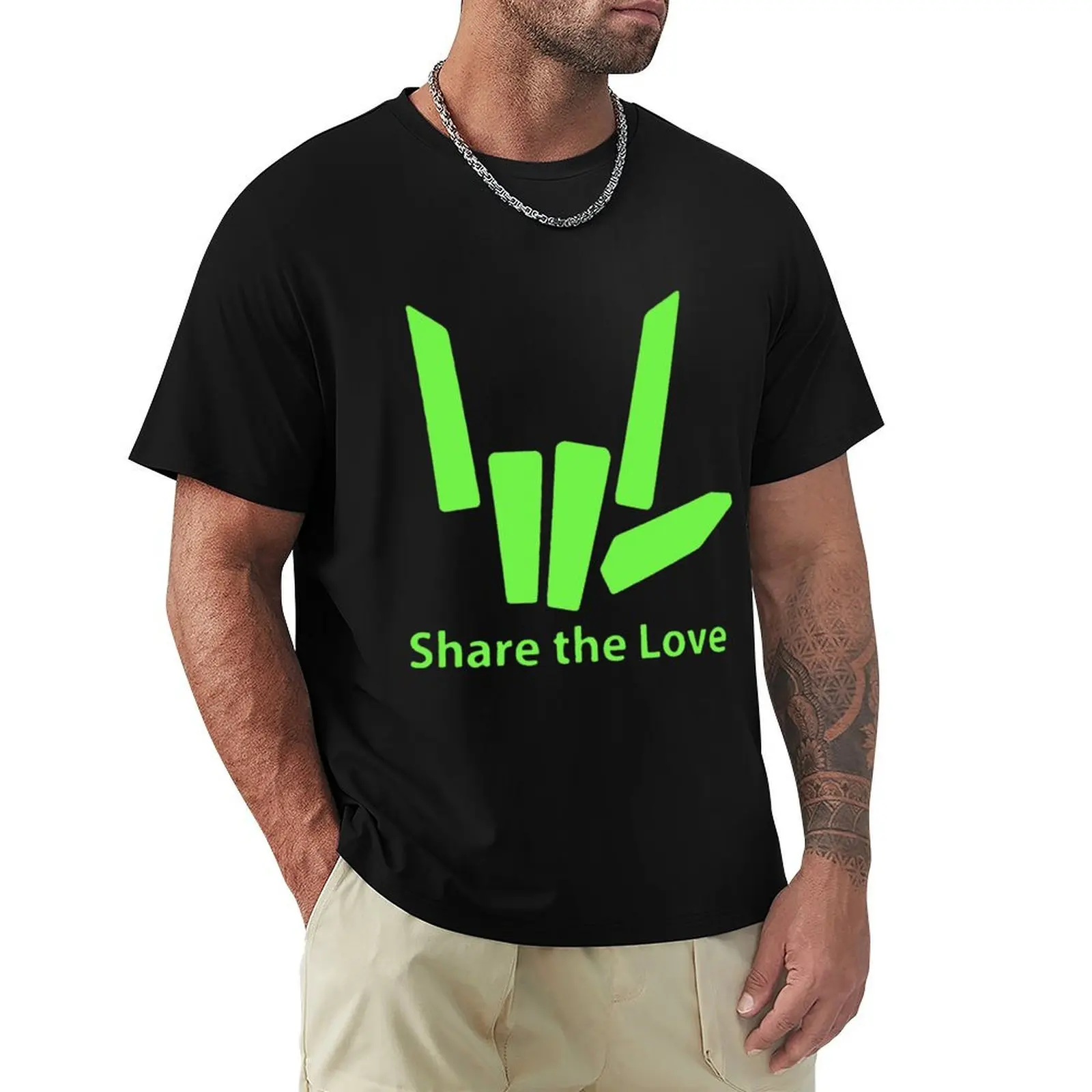 Original share The Love , Share The Love green T-Shirt customs design your own anime summer top tees T-shirts for men cotton