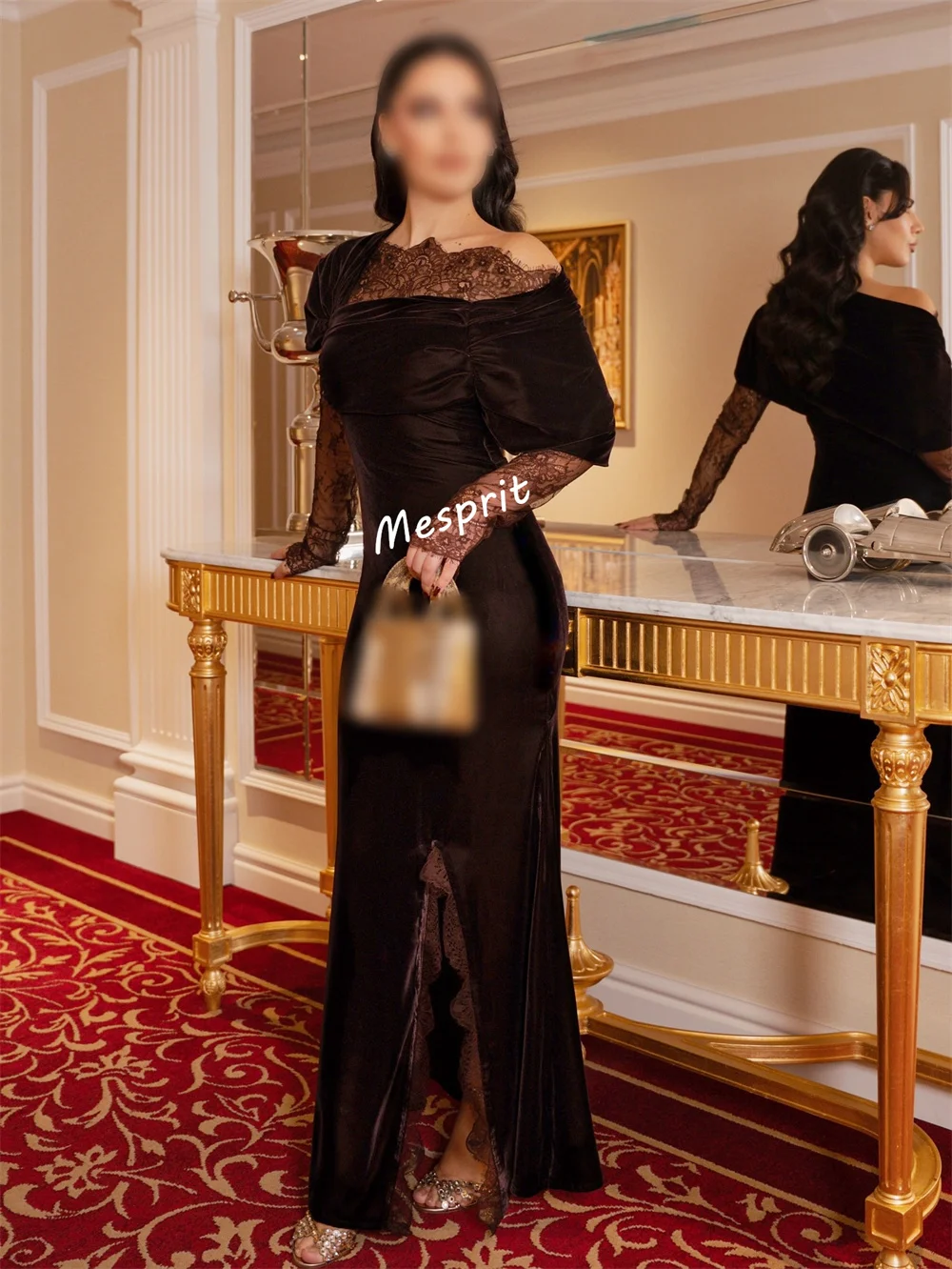 Customized Formal Evening Lace Pleat Temperament Off-the-shoulder Long Dresses Bespoke Occasion Exquisite Party Wedding