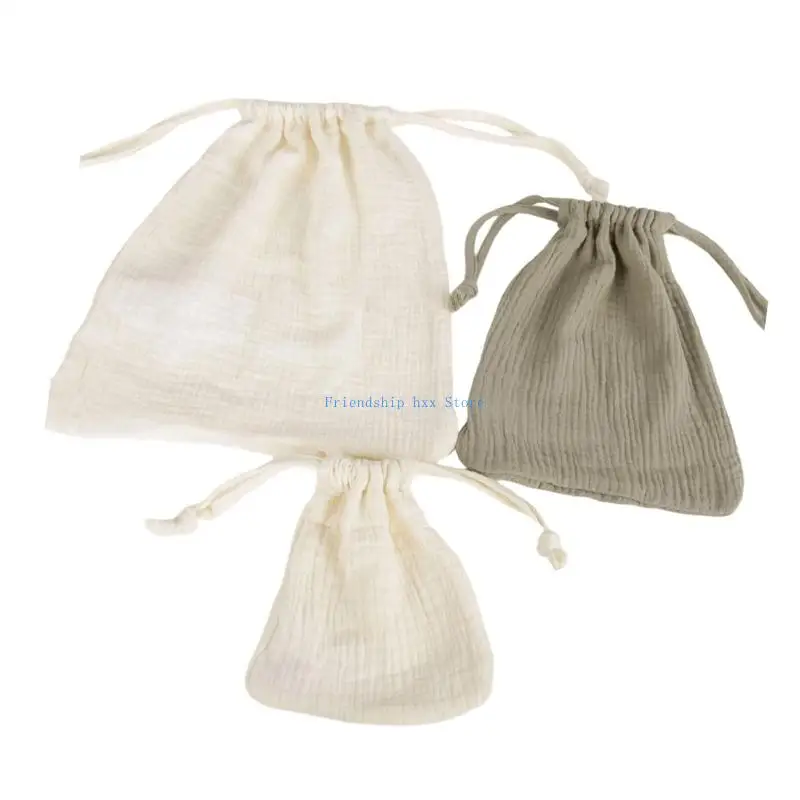 F1CB 3개의 탄성 클로저 코튼 파우치 세트 베이비 케어 용품을 위한 필수 가방 부드러운 원단으로 섬세한 소지품을 보호합니다