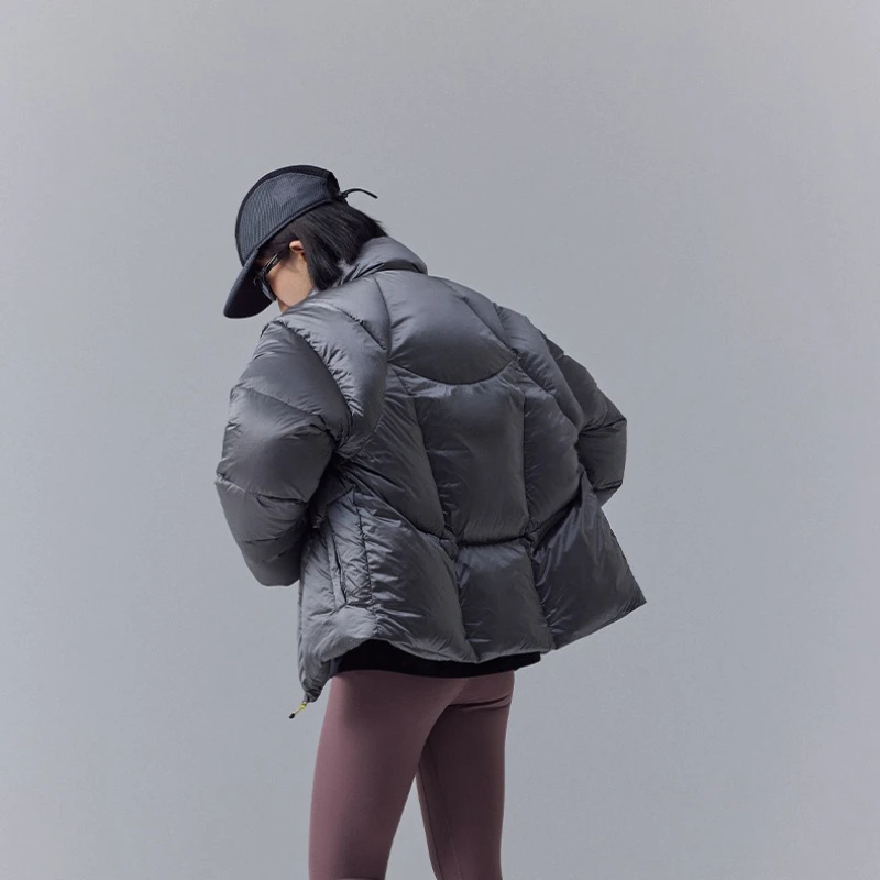 Winter  Arrival Water - Resistant Metallic Nylon Down Jacket with 90% White Duck Down and Irregular Quilting Waterproof and Warm