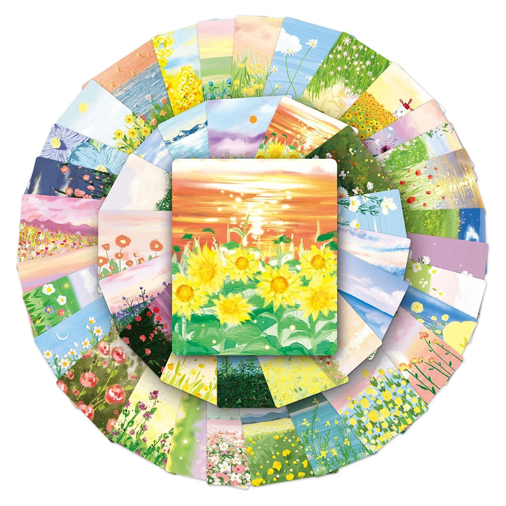 

10/30/50pcs Cartoon Oil Painting Flowers Stickers Fresh Style Aesthetic Graffiti Sticker Water Bottle Phone Guitar Decals Decor