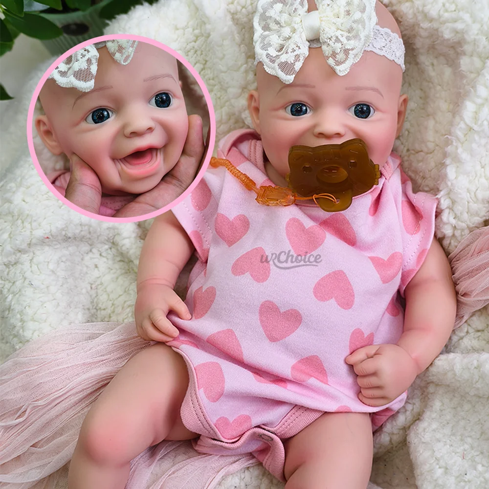 

17 "ультра реалистичная силиконовая кукла реборн, реалистичная утяжеленная ручная работа, сделай сам, новорожденная с открытым ртом, возрождение для девочек, коллекционный подарок