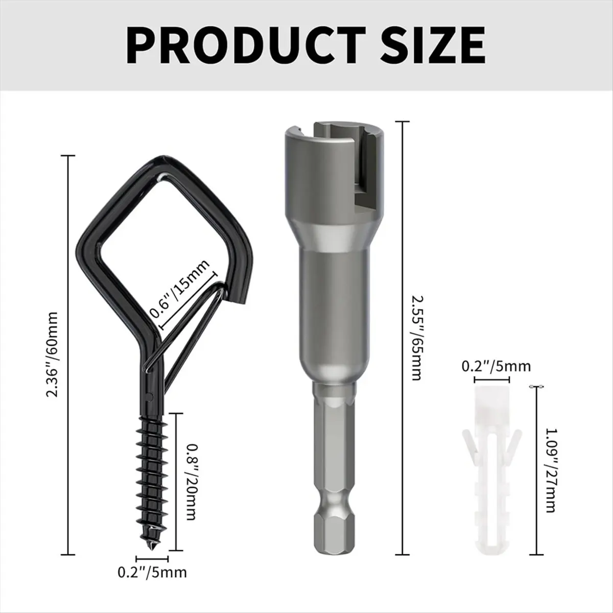 A75K Screw Hooks with Safety Buckle, Heavy Duty Ceiling Hooks for Hanging Outdoor String Lights, Plants, Wind Chimes