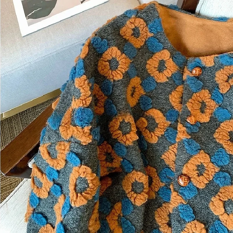 Koreańska bluzka z okrągłym dekoltem, bawełniana, damska, wierzchnia odzież, wiosna, jesień, zima, nowy, mały, designerski, modny, przeciwstarzeniowy.