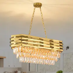 Gold Modern Crystal Chandeliers for Dining Room 8-Light Gold Chandelier Living Room Dining Room Chandelier Over Table Oval Ceili