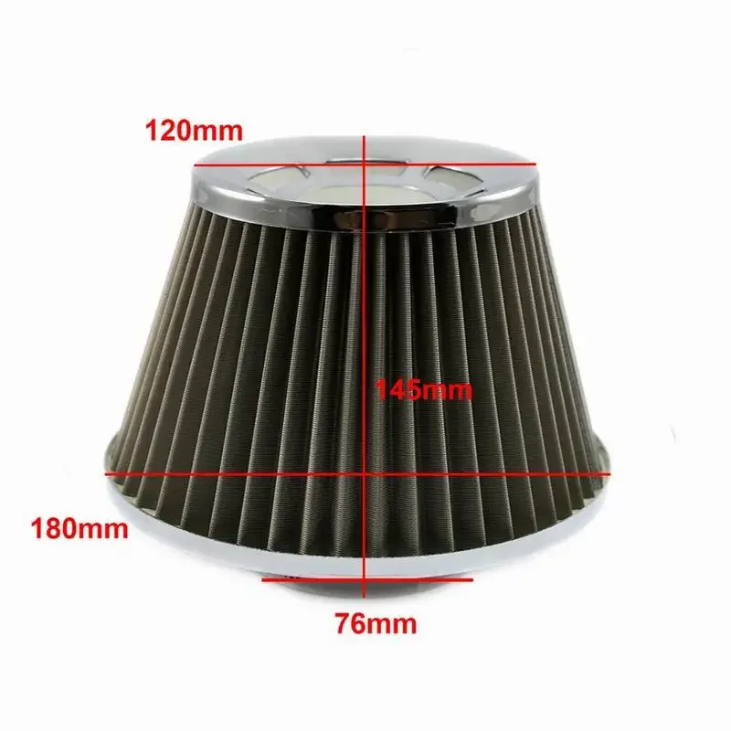 3 inch Stainless Steel Cold Air Filter 76mm Car Cone Air Intake Filters Universal Sports High Power Flow Air Filter Auto Parts