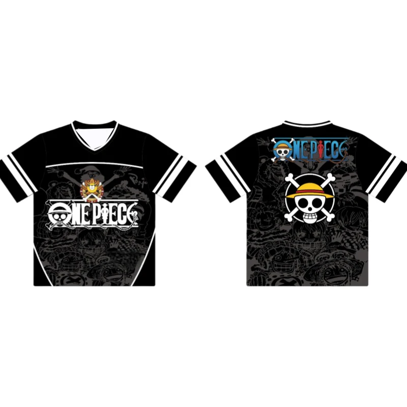 เสื้อฟุตบอลอนิเมะญี่ปุ่นปี 2025 ลายวันพีซ ลูฟี่ สำหรับเด็ก/ผู้ใหญ่ ไซส์ใหญ่ ใส่สบาย ระบายอากาศ แห้งเร็ว เหมาะสำหรับฤดูร้อน เสื้อคอสเพลย์แบนได