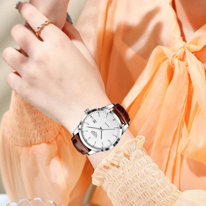 LIGE Fashion Luxury Quartz Women's Wristwatches Business Elegant Classic Leather Waterproof Casual Sports Simple Calendar Reloj
