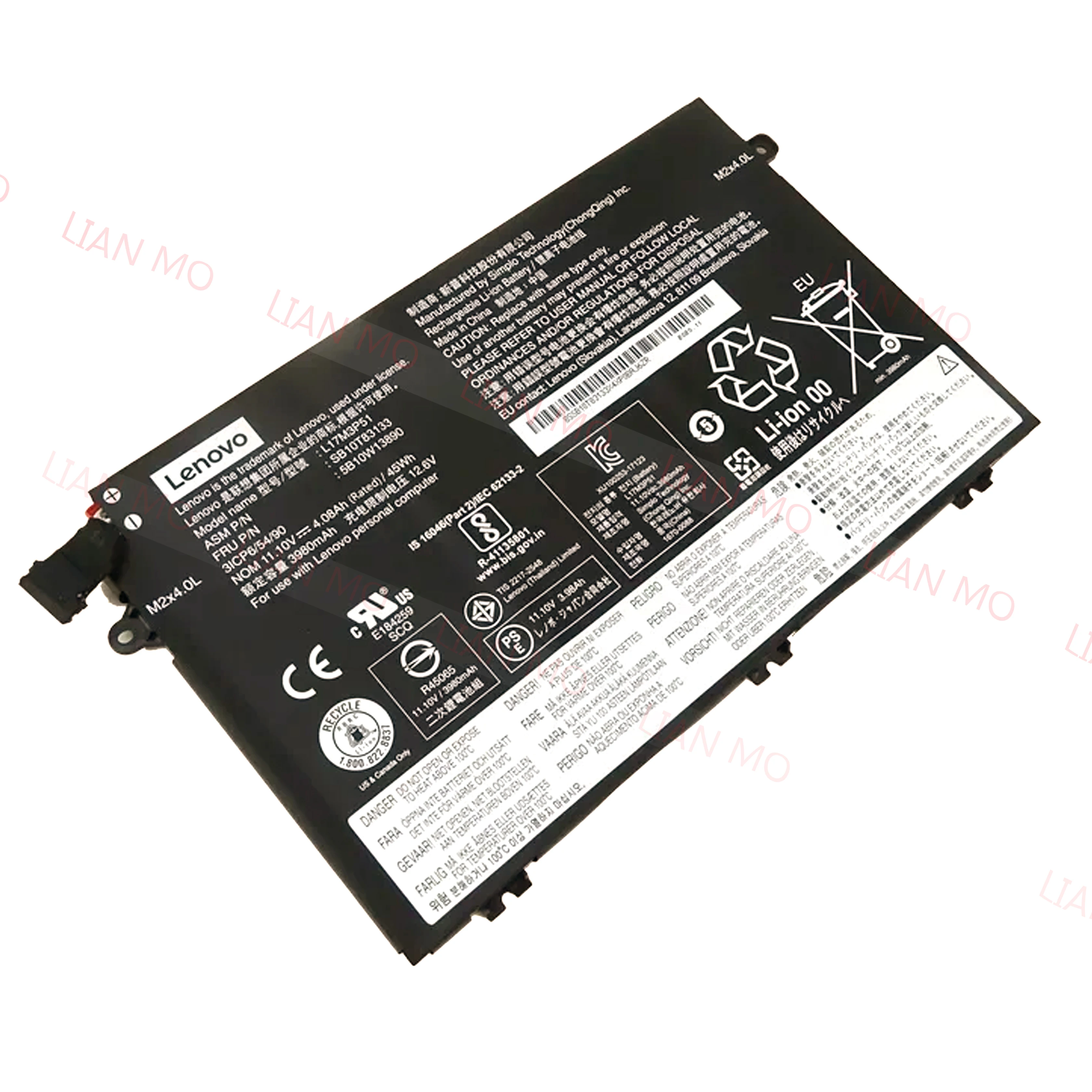 Lenovo-Batterie ThinkSub pour ordinateur portable, E480, E485, E14, E15, E580, E585, R480, E490, E495, Original, L17C3P51, L17M3P51, L17L3P51,