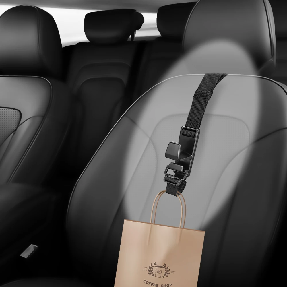 

Car Seat Back Hooks Auto Fastener Clip Car Headrest Hanger Adjustable Grocery Bag Hanger Holder