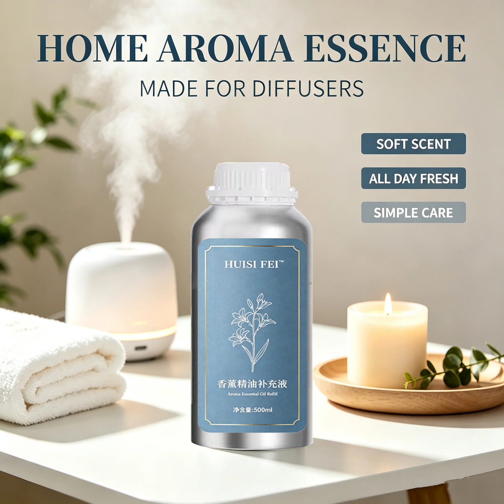 Flameless Vine Stick Diffuser Essential Oil Supplement - Shangri-La Essential Oil - Long-lasting Fragrance - 500ml