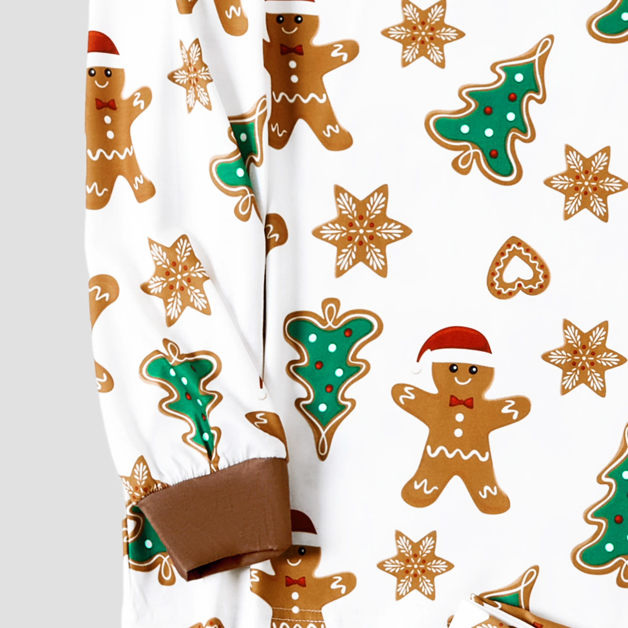 PatPat Christmas Family Matching Cartoon Gingerbread Man and Tree All-over Print Long-sleeve Pajamas Sets