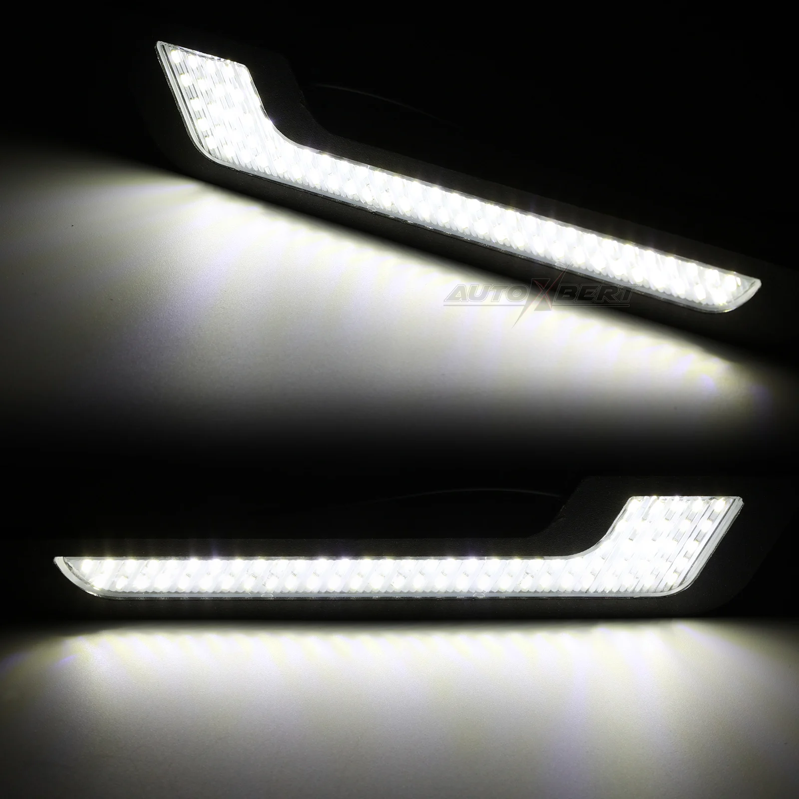 Pair 12V White Daytime Running Light 72 SMD LED Front Bumper Fog Driving Lamp L-Shaped Back Sticker DRL DIY Strip Car Universal