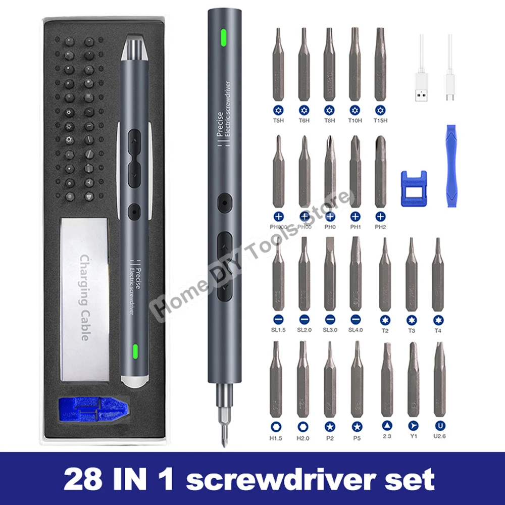 28 in 1 Electric Screwdriver Set Precision Power Tool Kit Rechargeable Wireless Mini Small Bits for Xiaomi Mobile Cell Repair