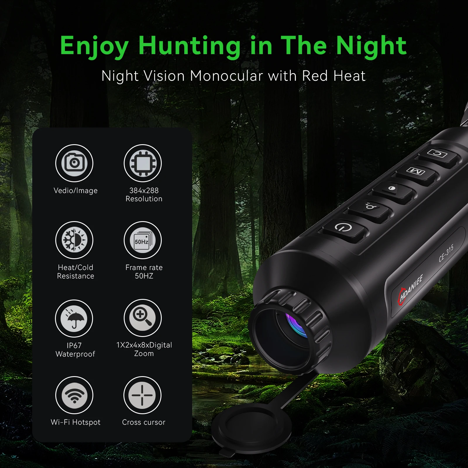 HDANIGE Thermal Imager Hunting CE210/CE215 Monocular Thermal Camera for Hunting Wild Boar Wolf Rabbit and Outdoor Observation