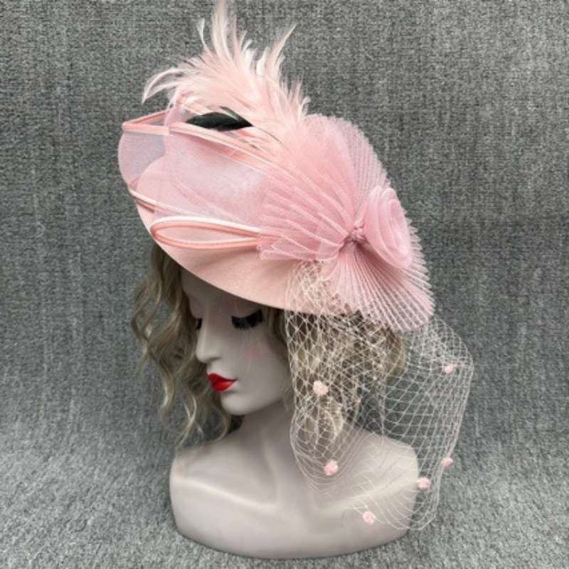 Fashion Feather Wedding Fascinator Women Formal Event Derby Headpiece Ladies Eleagnt Mariage Millinery Cap Fascinator Headpiece