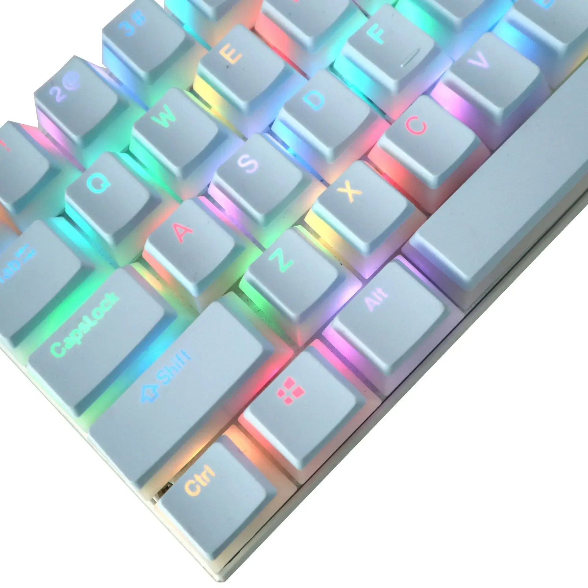 Pudding PBT de doble capa, dos colores, transmisión de luz, caracter de boca cerrada, doble piel, color leche, pequeño juego completo de teclado c