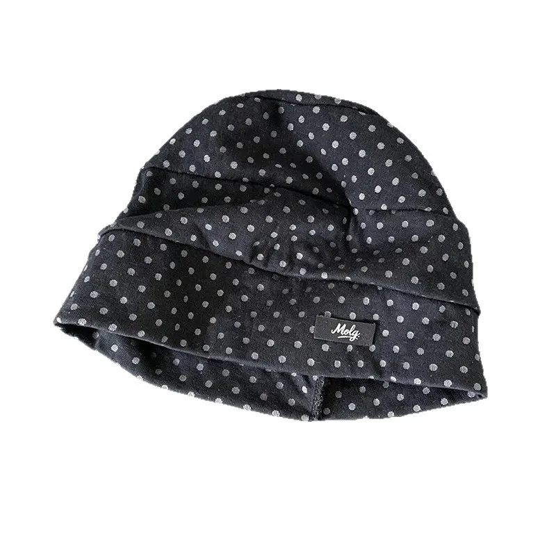 Koreanischer Stil Polka Dot Jacquard Pullover Mütze Herbst Nischenmode Vielseitige Ohrenschutz-Beanie-Kappen für Damen – Detail 7