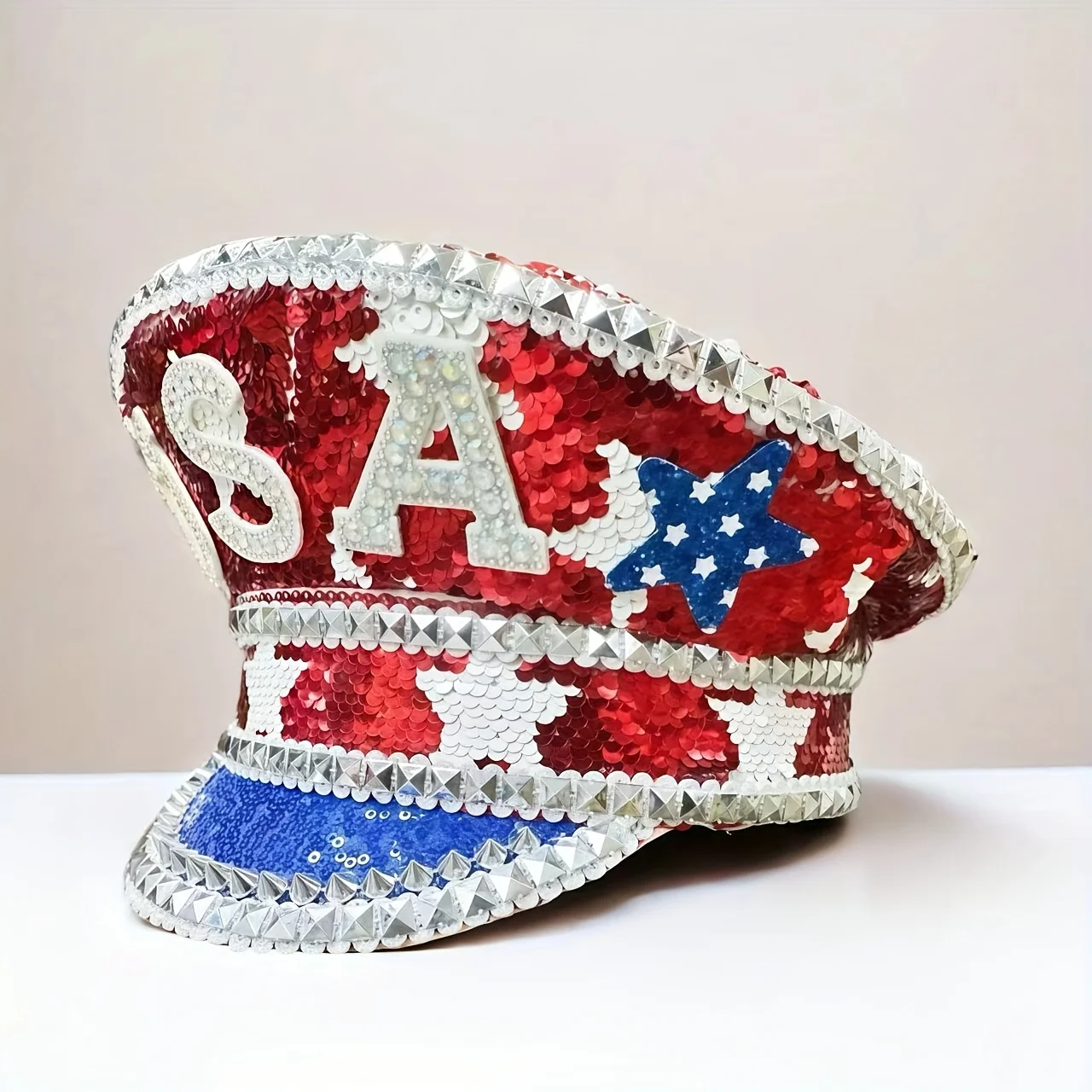 홍루안 옐로우 레이저 가죽 루프 캡틴 모자, 여성용 라인스톤 & 밀리터리 캡, 레이브 페스티벌 액세서리 & 파티 캡 남성용