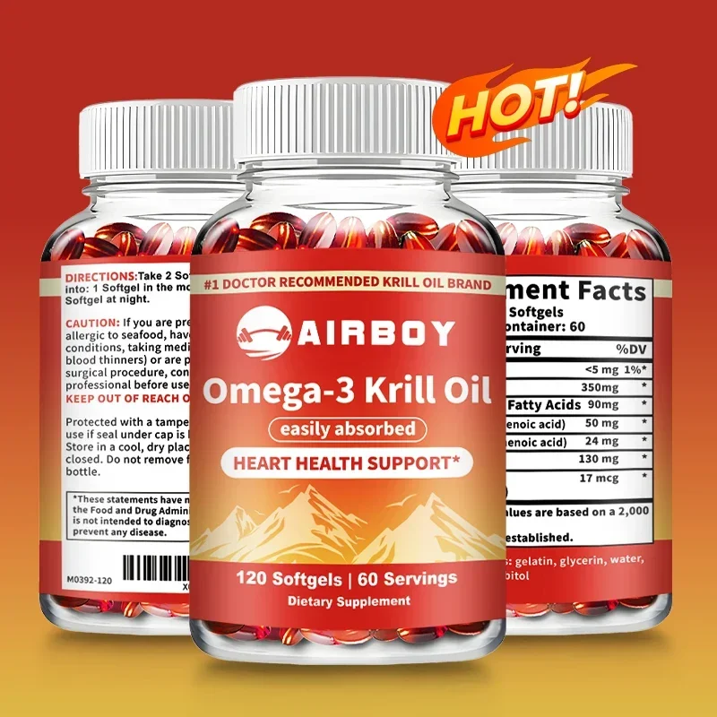 Omega-3 Krill Oil - Supports Heart, Brain, Joint and Eye Health