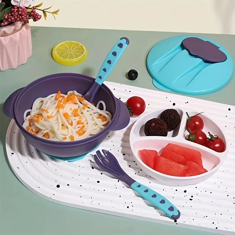 3 قطع/مجموعة مجموعة تغذية الطفل، بما في ذلك شوكة ملعقة وعاء الشفط، طبق العشاء #1