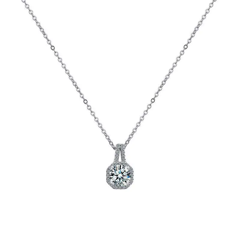 2CT Moissanite Square Necklace Pendant Women's PT950 Platinum - Polished details, lightweight, for gifting & wearing