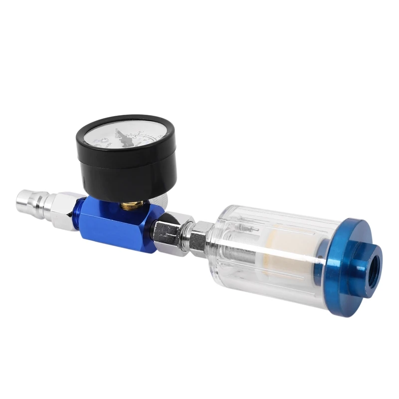 1/4 Scratch Air Pressure Regulator Gauge Spray Tool & In-Line Water Trap Filter Oil-Water Separator Pneumatic Tool