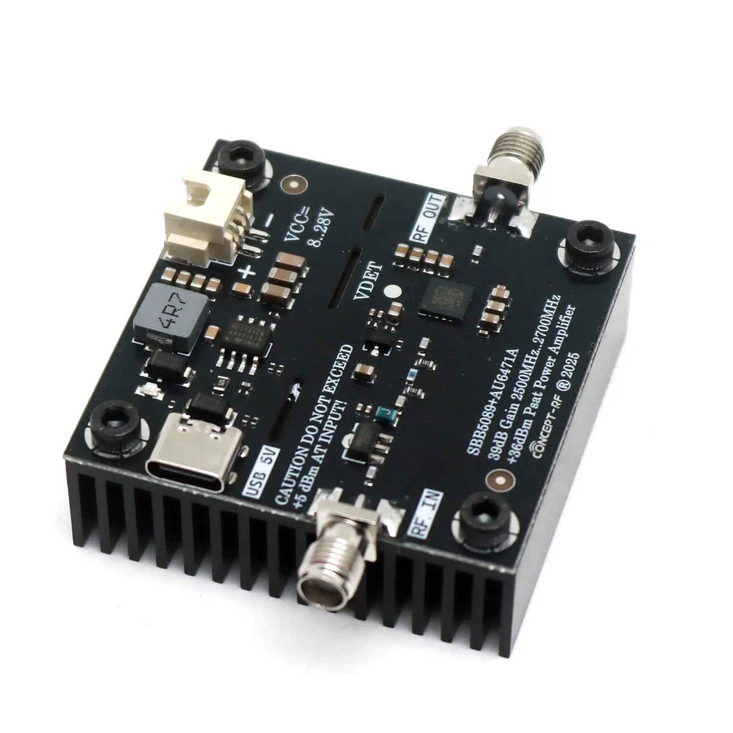 AU6471A 4W 2.4Ghz PA 4W RF POWER Amplifier 39dB Gain 2.2G-3.1GHz For 2.4G Bluetooth WIFI Drone Image Transfer Lora Zigbee