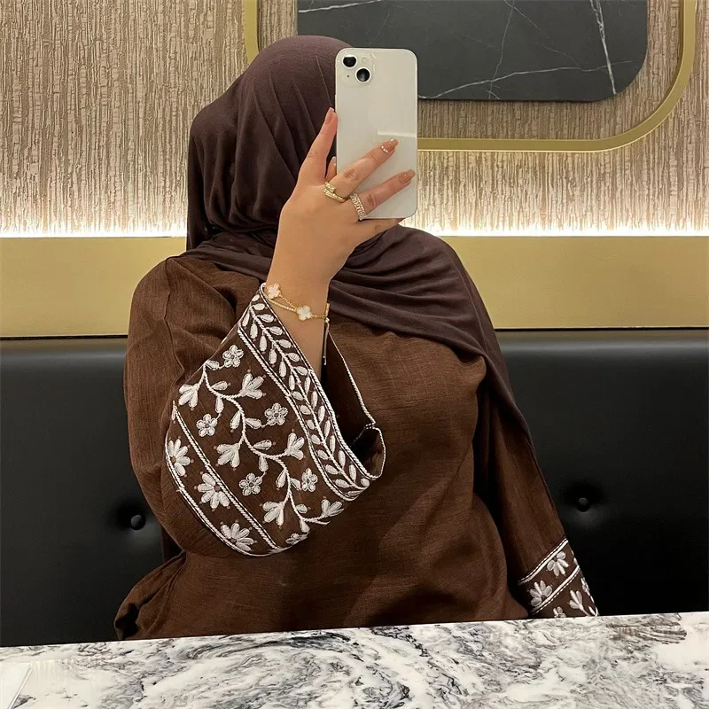 Bordado abayas para mulheres eid ramadan vestido muçulmano dubai kaftan turquia robe kebaya islam roupas marocain djellaba abaya vestido