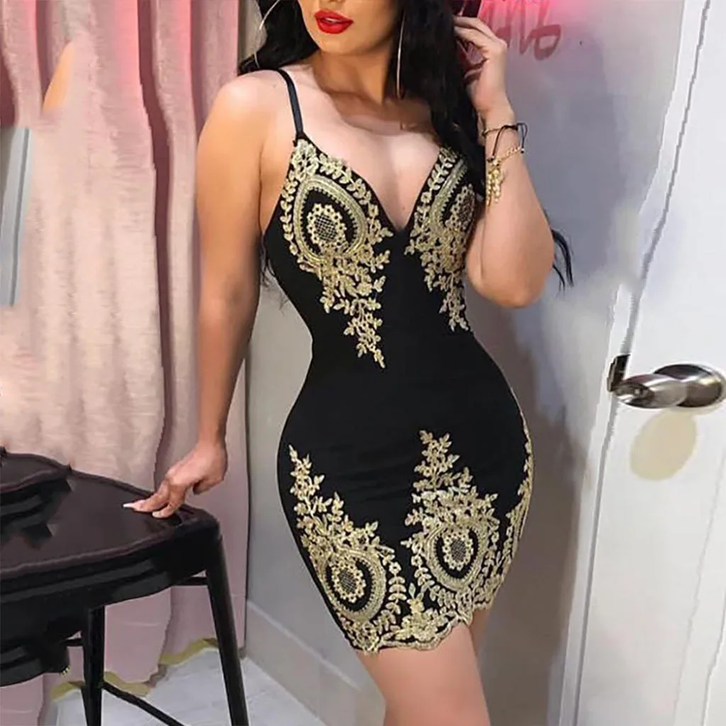 2024 Europe and the United States wrapped hip dress halter lace sexy V-neck tight nightclub skirt