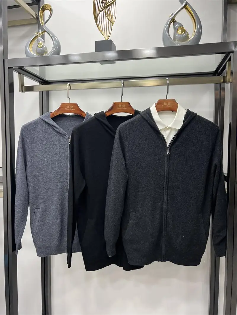 

Non-Saints Men's Woolen Knitted Cardigan Long Sve Soft Warm Winter Faion Ci Sle Cap-Sle Sweater Busin Sle