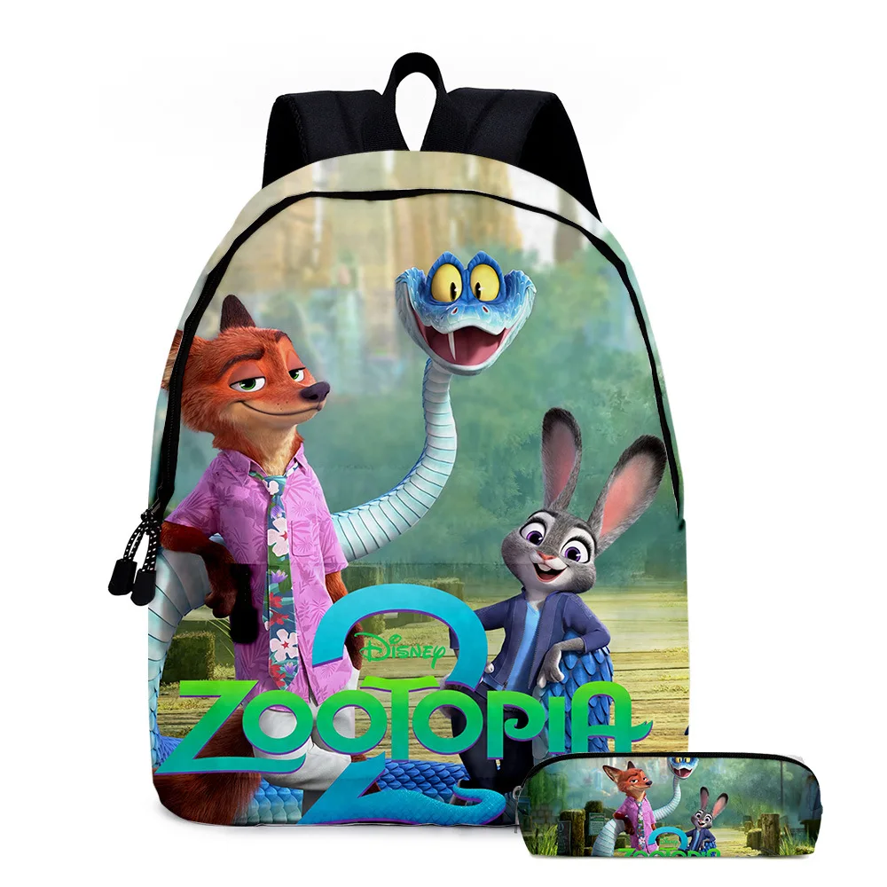

New Best-selling Cartoon and Animation 3D New Product Movie Zootopia 2 Backpack, Schoolbag, Pen Case Two-piece Set with Print