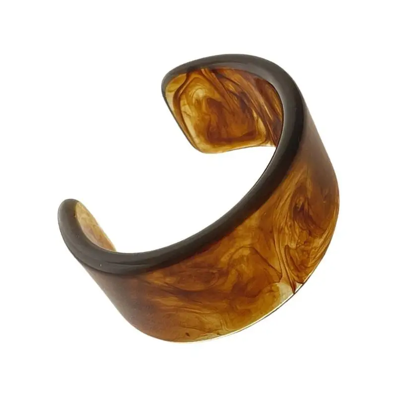 31BB Resin Bangles Women Stylish Wide Irregular Wristbands Fashionable Resin Jewelry
