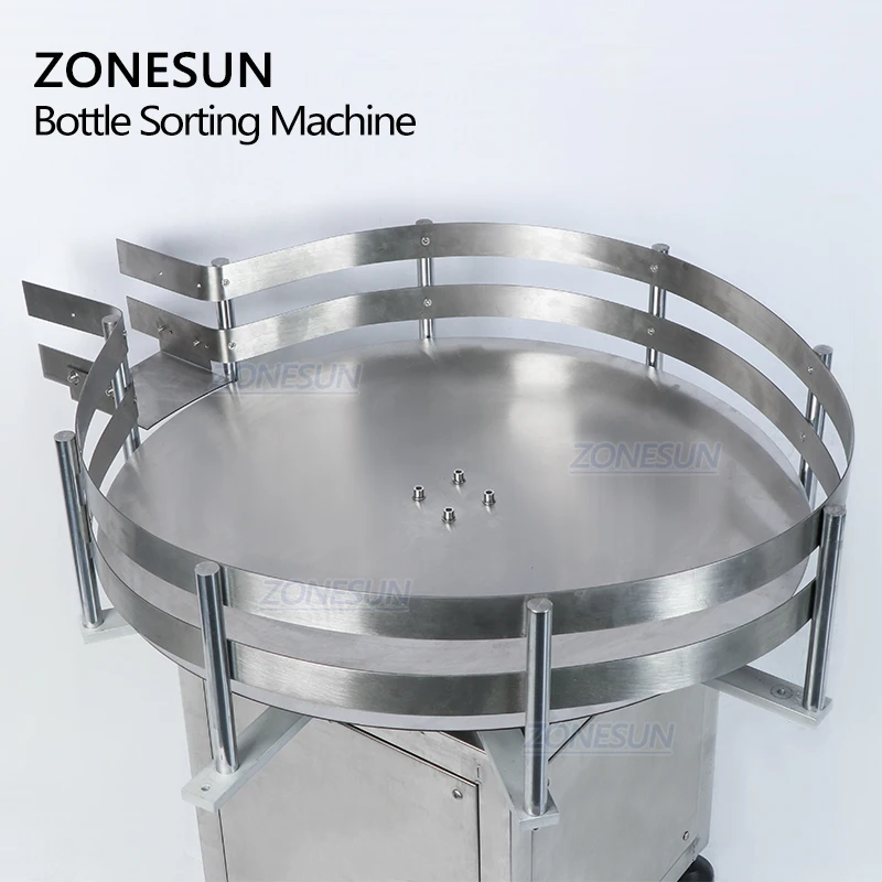 ZONESUN Desktop Rotary Round Plastic Bottle Unscrambler Jar Collecting Sorting Turntable Machine for Production Line ZS-SP600Z