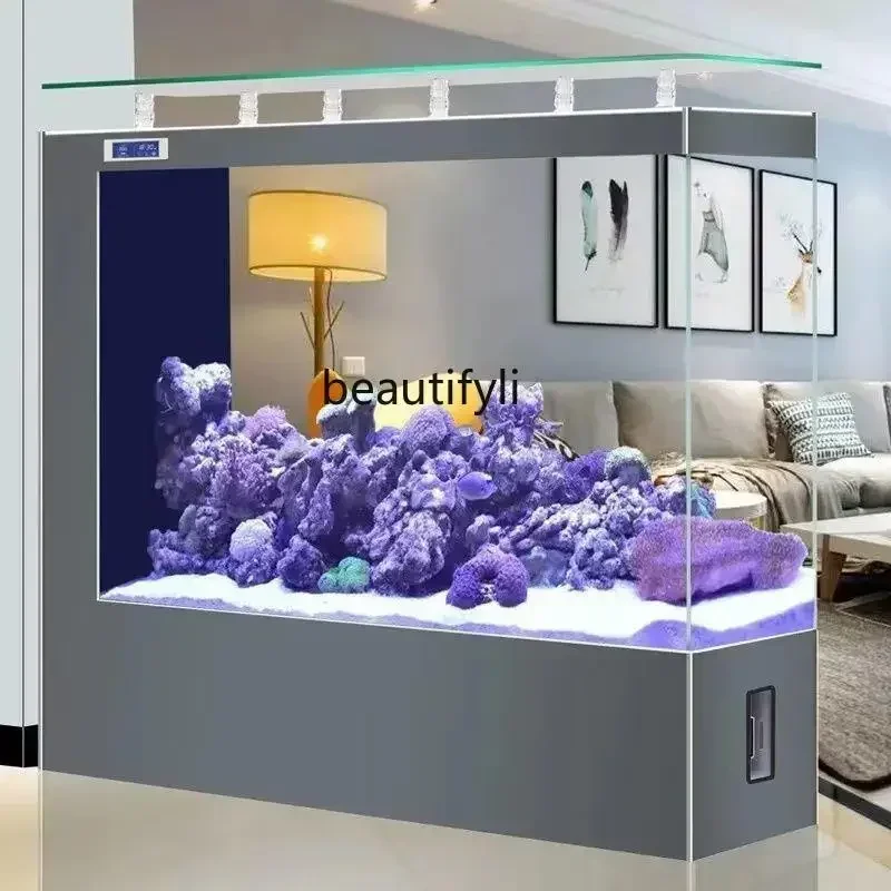 Fish Tank Living Room Glass Temperature Display Intelligent Large Light Luxury Home Floor Side Filter Aquarium Chang