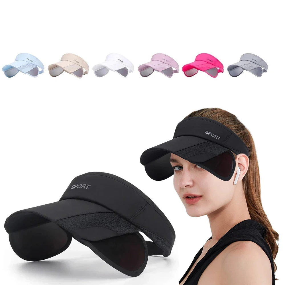 Outdoor-Sport-Sonnenblende mit leerer Oberseite, Golfmütze, schnell trocknend, UV-Schutz, Sonnenschutzmütze, lässig, einziehbare Krempe, Sommer, Baseball, Tennis