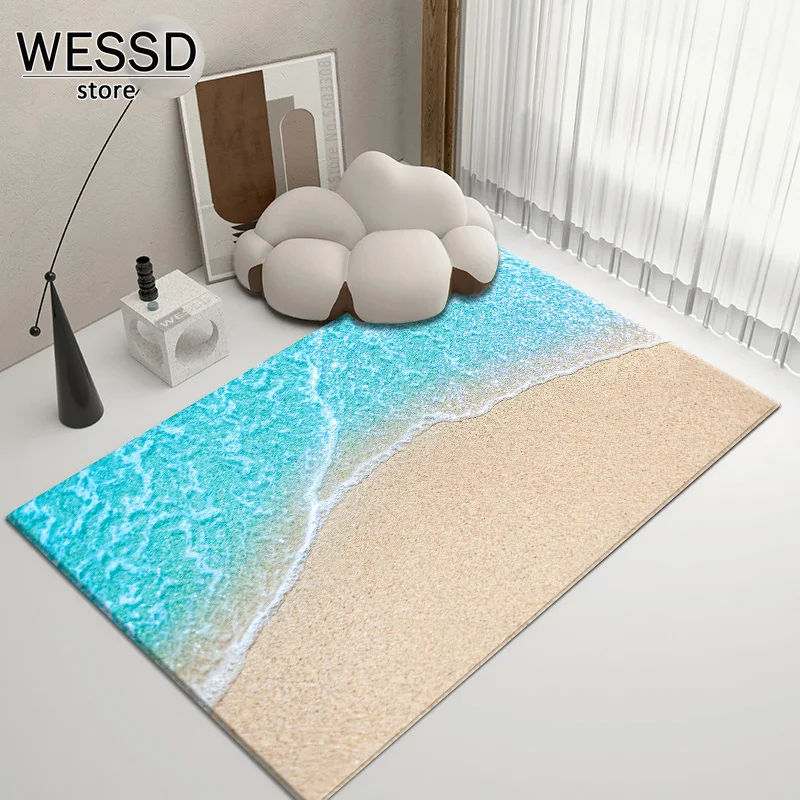 3D Carpet Sea WaveS Large Modern Living Room Carpet Marine Style Bedroom Rug Custom Size Coffee Table Mat Bathroom Mat