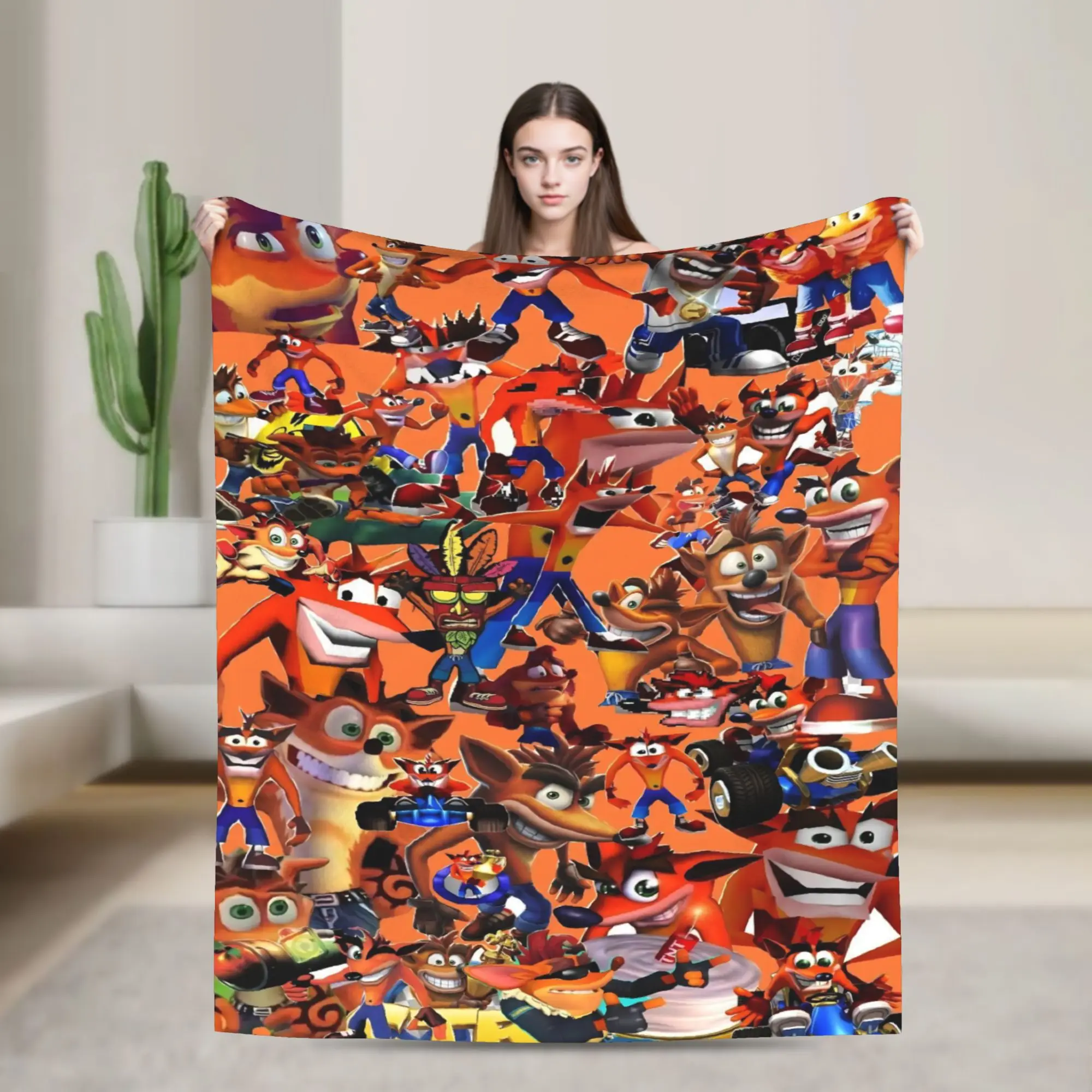 Crashed Game Bandicoots Blankets  Flannel Vintage Warm Throw Blanket for Home Decoration