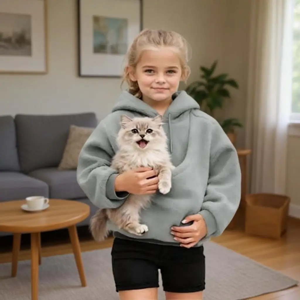 

Boy Solid Color Shirt Pullover Children Loose High Elastic Pet Portable Style Pullover Unisex Kid Cozy Soft Hooded Casual Shirt