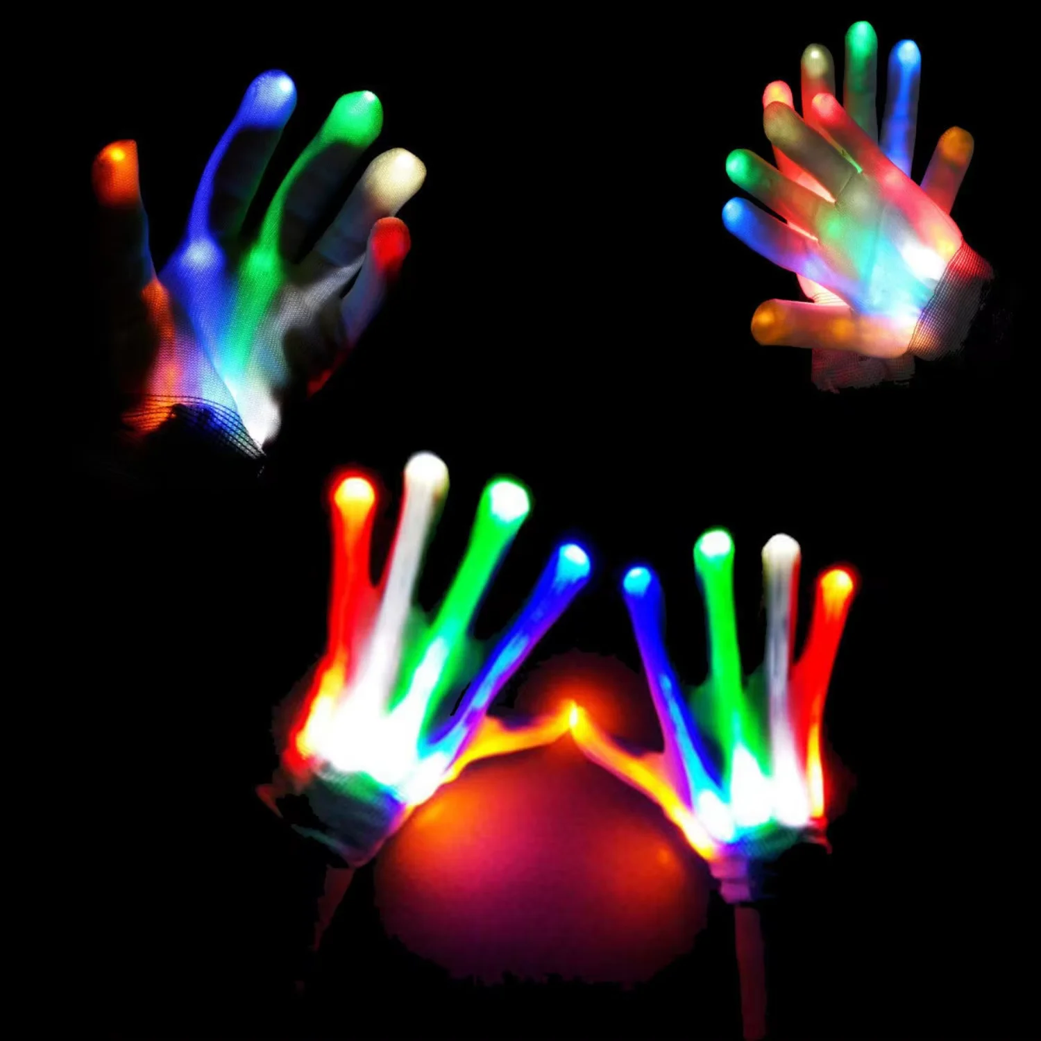 Оптовая продажа Rave Light Finger Light Glow Mittens Светодиодные светящиеся перчатки для Хэллоуина