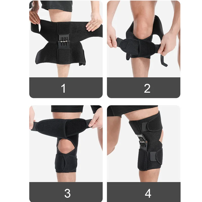 1 Pair Knee Protection Booster Power Support Knee Pads Powerful Rebound Spring Force Sports Reduces Soreness Leg Brace