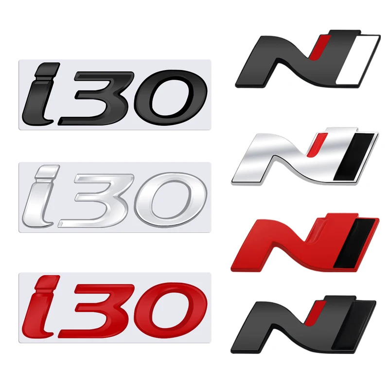 N Logo Grille Badge 3D Metal I30 Emblem Decal For Sonata I10 I20 I40 Elantra Accent Genesis Tiburon Hyundai N line Accessories